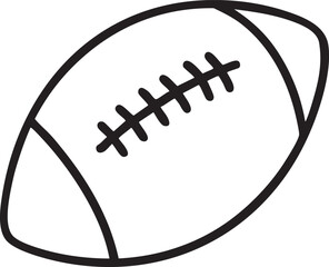 Simple Black and White Line Drawing of an American Football with Laces and Seams Outlined minimalist