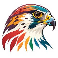 Fototapeta premium Isolated falcon head logo, attractive multi-colored, transparent background