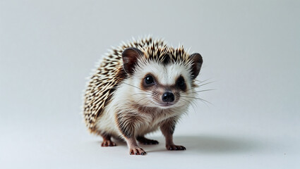 Cute Pygmy Hedgehog Posing Isolated on White Background