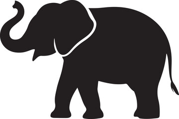 Fototapeta premium Walking Elephant with Raised Trunk SilhouetteMother and Baby Elephant Vector SceneDecorated Indian Elephant Silhouette DesignElephant in Savannah Vector ArtElephant Herd Silhouette at Sunset