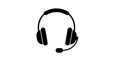Headset with Microphone Silhouette Icon for Communication and Support Services