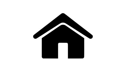 Obraz premium Simple Black Silhouette of a House with a Doorway and Roof