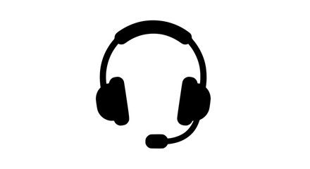 Headset Silhouette with Microphone Audio Communication Device