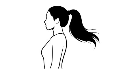 Simple Silhouette of a Woman with a High Ponytail Hairstyle