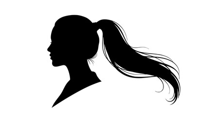 Elegant Silhouette of a Woman with a Long Flowing Ponytail