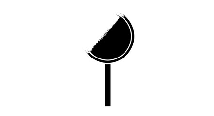 Green Circular Silhouette on a Black Vertical Stick Symbolizing a Lollipop or Round Sign