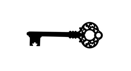 Obraz premium Antique Ornate Skeleton Key Silhouette Design For Vintage And Classic Themes