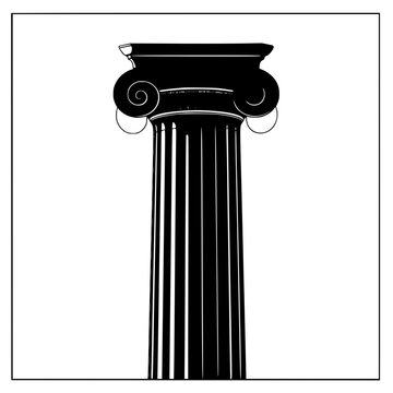 Ancient Greek Ionic Column with Volutes and Fluted Shaft