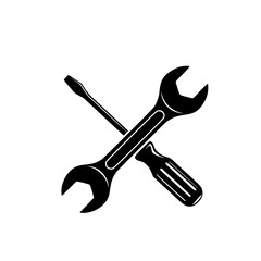 Adjustable Wrench and Screwdriver Cross Tools Mechanical Engineering Symbols
