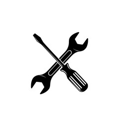 Crossed wrench and screwdriver tools for repair and maintenance services