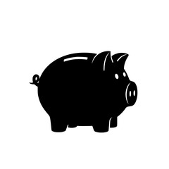Black Piggy Bank Silhouette Savings and Investment Symbol for Financial Growth Concepts