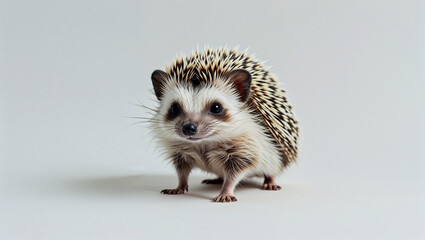 Cute Pygmy Hedgehog Posing Isolated on White Background