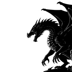 A Powerful Black Dragon Unleashing a Torrent of Fiery Breath