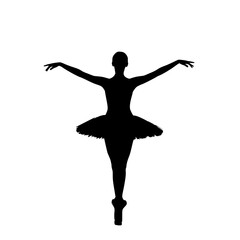 Elegant Silhouette of a Ballerina Performing Graceful Ballet Dance in a Studio © Retsher