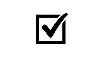Checkmark inside a square silhouette icon representing confirmation and completion