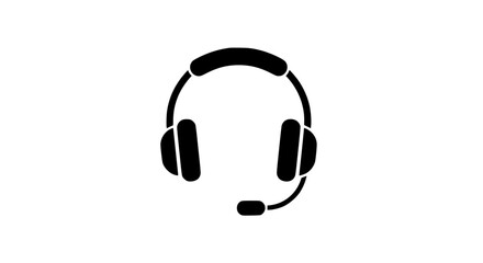 Headphone Silhouette with Microphone for Communication and Audio Services