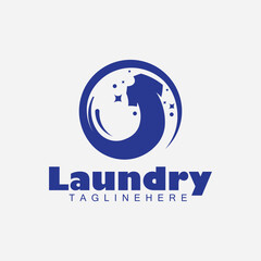 Obraz premium clothing laundry logo design, Modern laundry logo with clothes clean wash illustration vector design