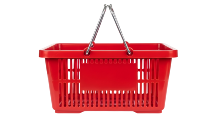 Red plastic shopping basket