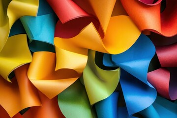 high quality picture of flat lay of colorful bent paper