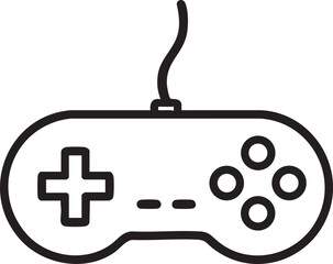 Retro Video Game Controller Icon with Wired Connection and Classic Button Layout Isolated on White simple