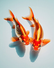 Pair of Goldfish Isolated on White Background