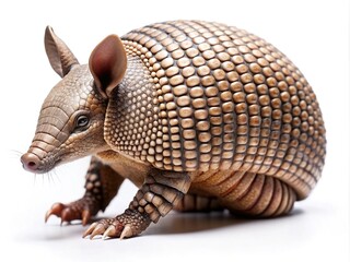 Detailed studio shot of a nine banded armadillo with interesting carapace