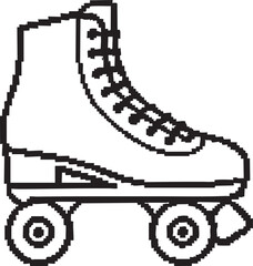 Pixelated Roller Skate Illustration A Retro Style Image of a Classic Quad Skate Design black and