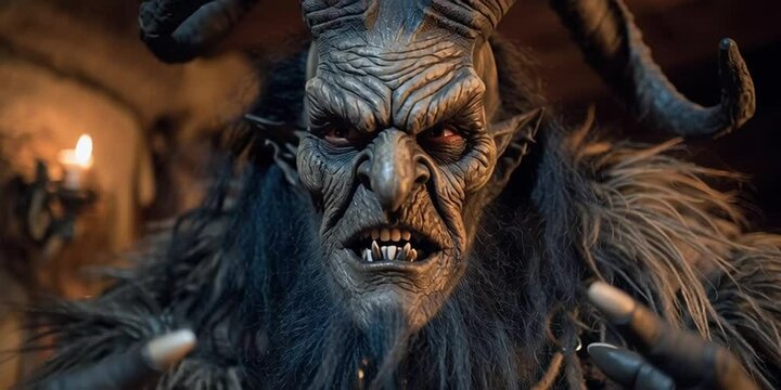 Krampus is in his home ready for the Christmas holiday season