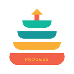 Infographic with Three Tiered Progress Levels Vector