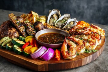 Gourmet Seafood & Grilled Vegetable Platter A Culinary Masterpiece
