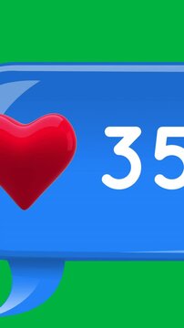 Blue chat box with heart icon with numbers 4k