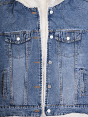 Stylish denim vest with fleece lining for cool weather