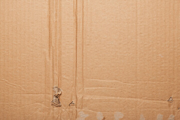 Torn crumpled cardboard is used as a background design element.