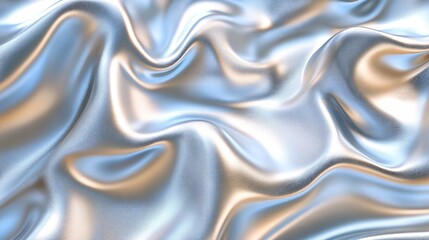 Obraz premium shiny silver metallic fabric with smooth, wavy texture for stylish backgrounds and designs