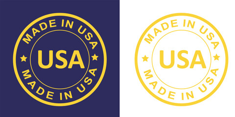 Minimal Made in USA Round Icon with Star