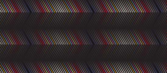 Seamless Diagonal Line Pattern with Multicolored Segments on Dark Dotted Background , Chevron and Zig-Zag Abstract Texture for Dynamic Tech, Print, Textile, and Web Design