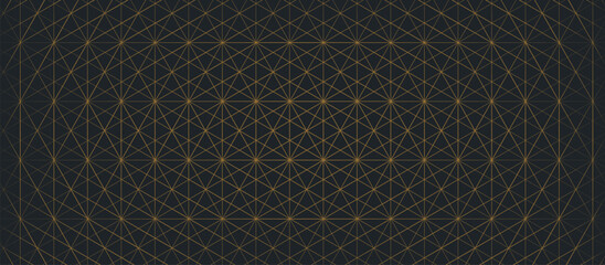 Symmetrical Grid Pattern with Gold Interconnected Lines and Dots on Dark Background , Geometric Abstract Design Featuring Radiating Squares and Diamonds for Luxury and Tech Projects