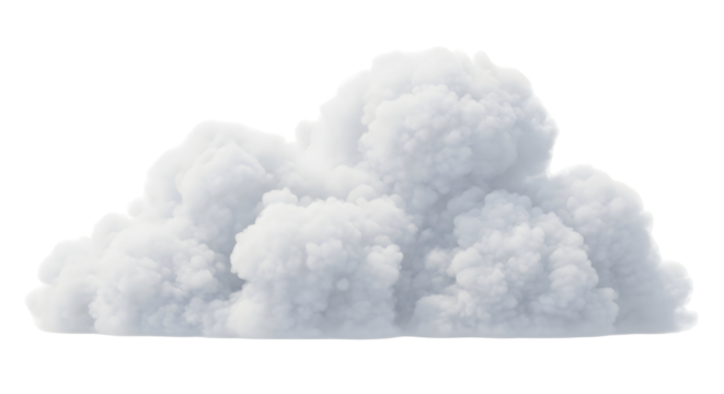 White cumulus cloud isolated on black background