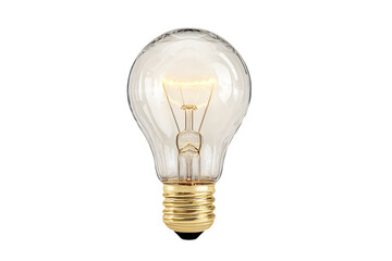 Clear glass incandescent light bulb on black background