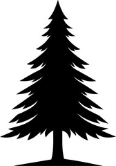 Pine Tree silhouette , black vector icon , white background