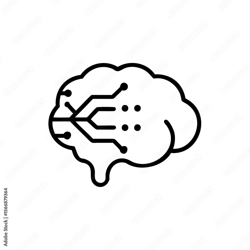 Poster brain icon with circuit board design on representing artificial intelligence technology