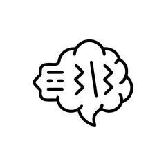 Brain icon with speech bubble containing zigzags lines on thought idea
