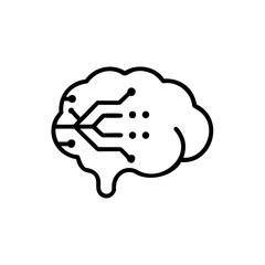 Brain icon with circuit board design on representing artificial intelligence technology