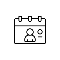 Handdrawn calendar icon with a person symbol a circle on a schedule appointment