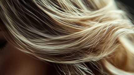 Naklejka premium Close-up view of flowing blonde hair.