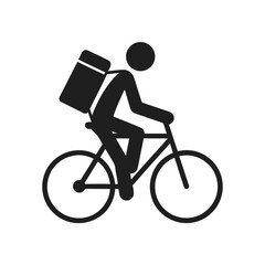 Obraz premium Person riding bicycle with delivery bag vector