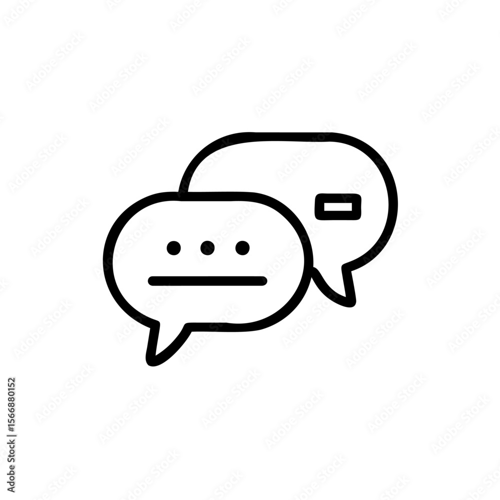Poster two speech bubbles with three dots a dash on communication concept chat talk