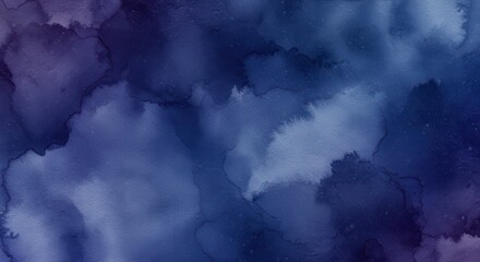 Dark blue watercolor wash background, abstract painted paper texture