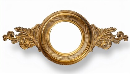 vintage round antique gold frame mockup isolated on transparent or white background