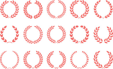 Hand drawn laurel wreath seamless pattern, red decorative border, victory symbol, elegant background, classic vector design
